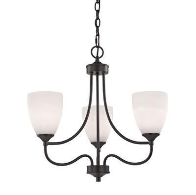 Arlington 22'' Wide 3-Light Chandelier - Oil Rubbed Bronze with White Glass