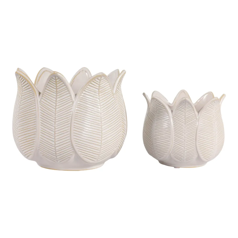 BRADYRIDGE SET OF 2 IVORY PLANTER 7 (IN)
