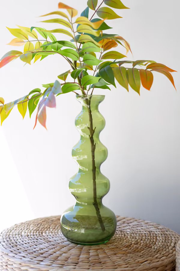 Small Glass Bubble Vase / Green