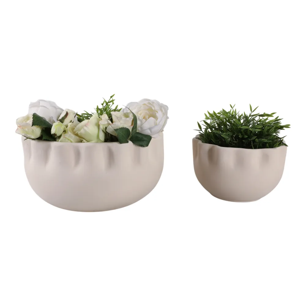 GARFIELDMORE SET OF 2 WHITE PLANTER 7 (IN)