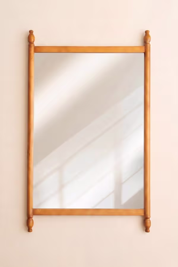 Wood Framed Mirror with Finials