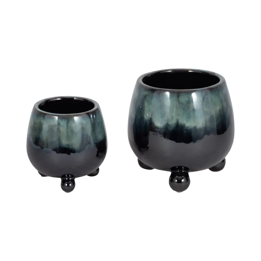 SUTTONOAK SET OF 2 BLUE PLANTER 8 (IN)