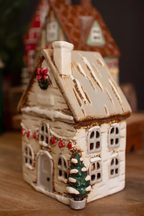 Set of 4 Ceramic Christmas Village