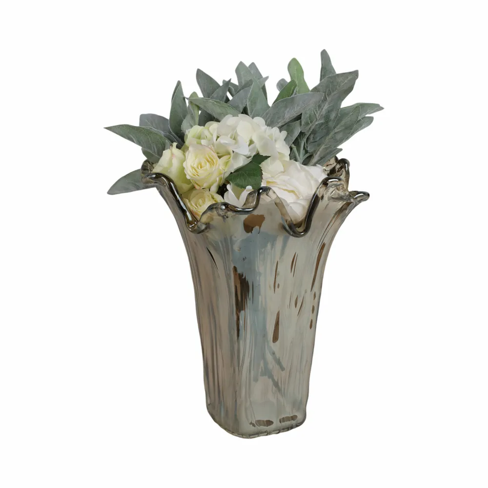 CLAYMORE GRAY GLASS VASE 15 (IN)