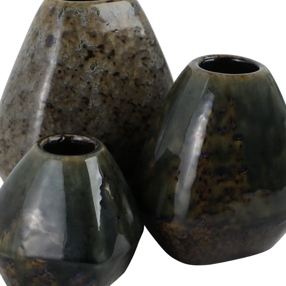 DENNINGHAM SET OF 3 BROWN VASES 8 (IN)