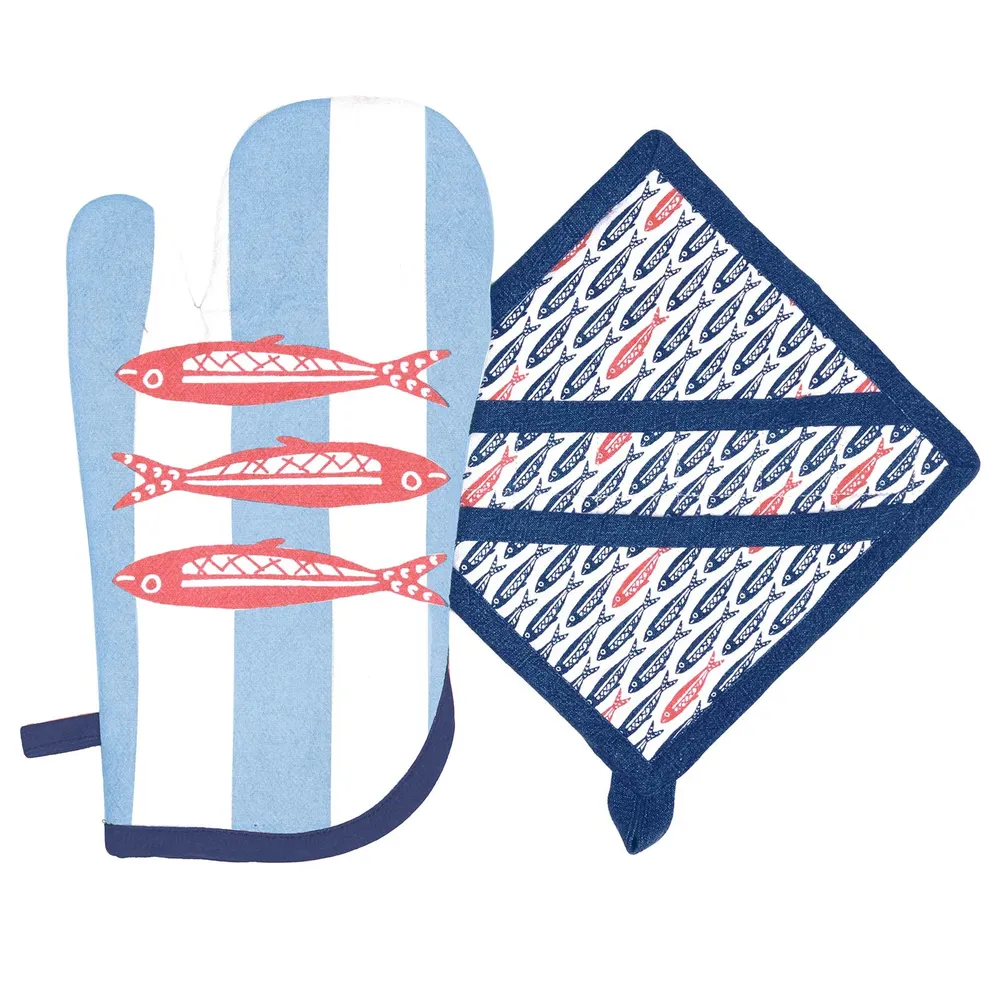 Sardine Swimmers Oven Mitt Pot Holder (set of 2)