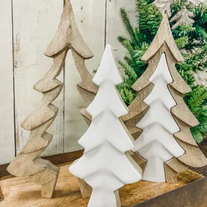 3D Wooden Tree w/ White Enamel Cutout 6.5x10in 1