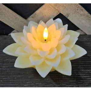 Yellow Lotus 3D Flame LED Candle 5.5x3in 2