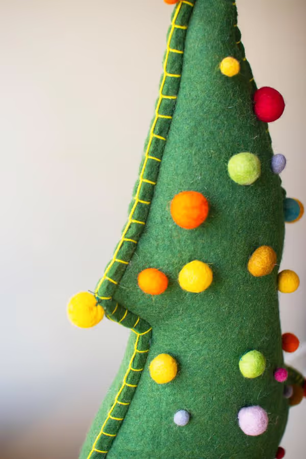 Large Felt Christmas Tree on Wood Base