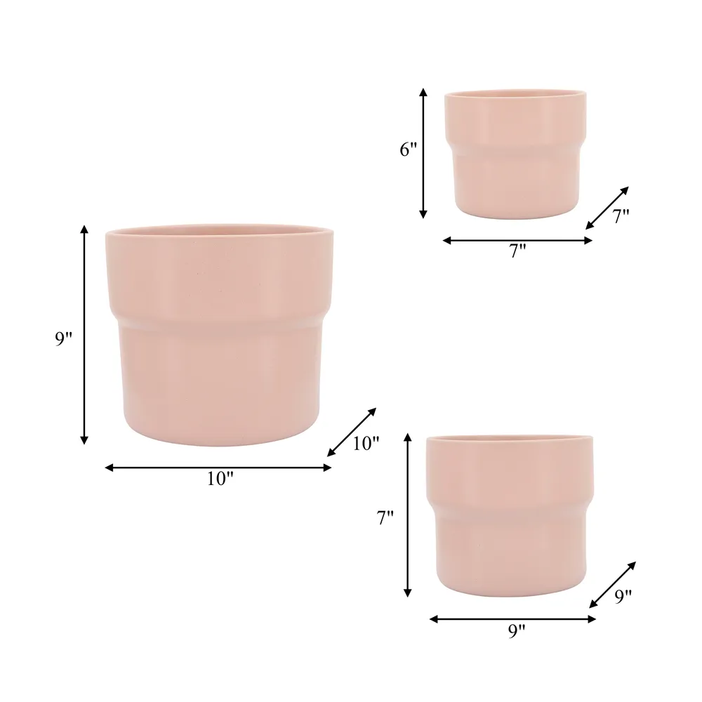 CORWINPORT SET OF 3 PINK PLANTER 9 (IN)