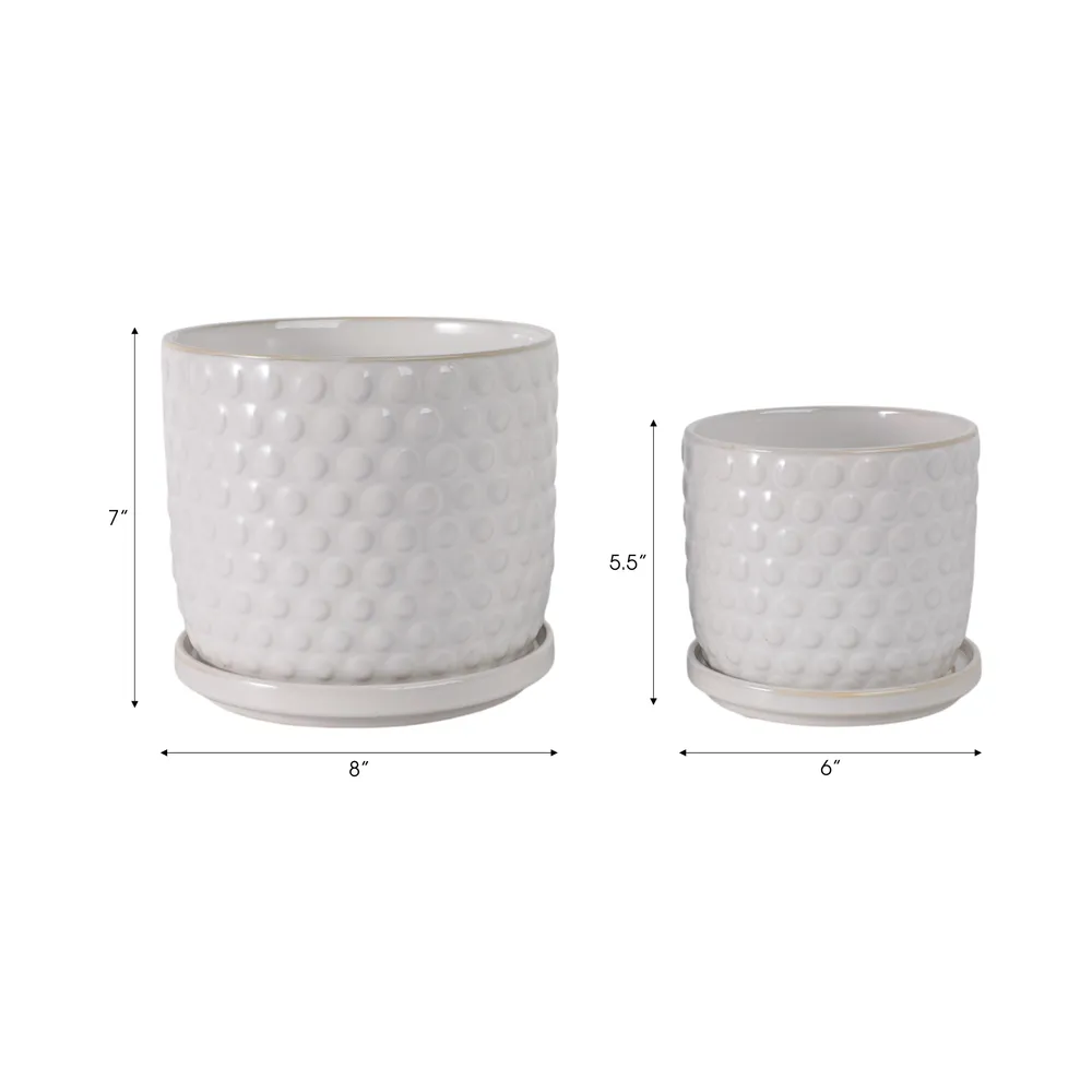 WINTONLAND SET OF 2 WHITE PLANTER 7 (IN)