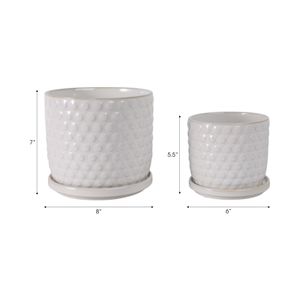 WINTONLAND SET OF 2 WHITE PLANTER 7 (IN) 9