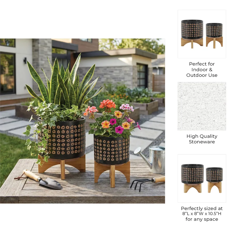 TANNERHAM SET OF 2 BROWN PLANTER 11 (IN)