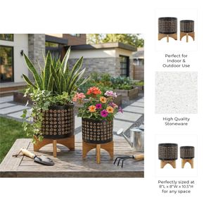 TANNERHAM SET OF 2 BROWN PLANTER 11 (IN) 10