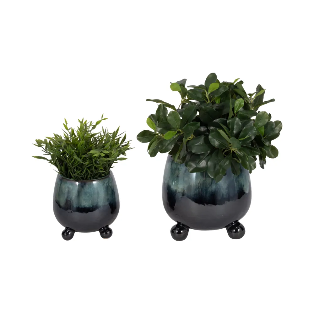 SUTTONOAK SET OF 2 BLUE PLANTER 8 (IN)