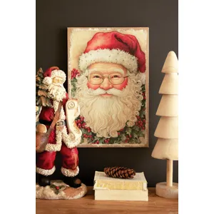 Vintage-Inspired Santa Painting on Burlap 1