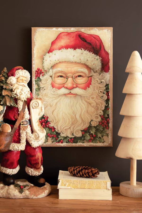 Vintage-Inspired Santa Painting on Burlap