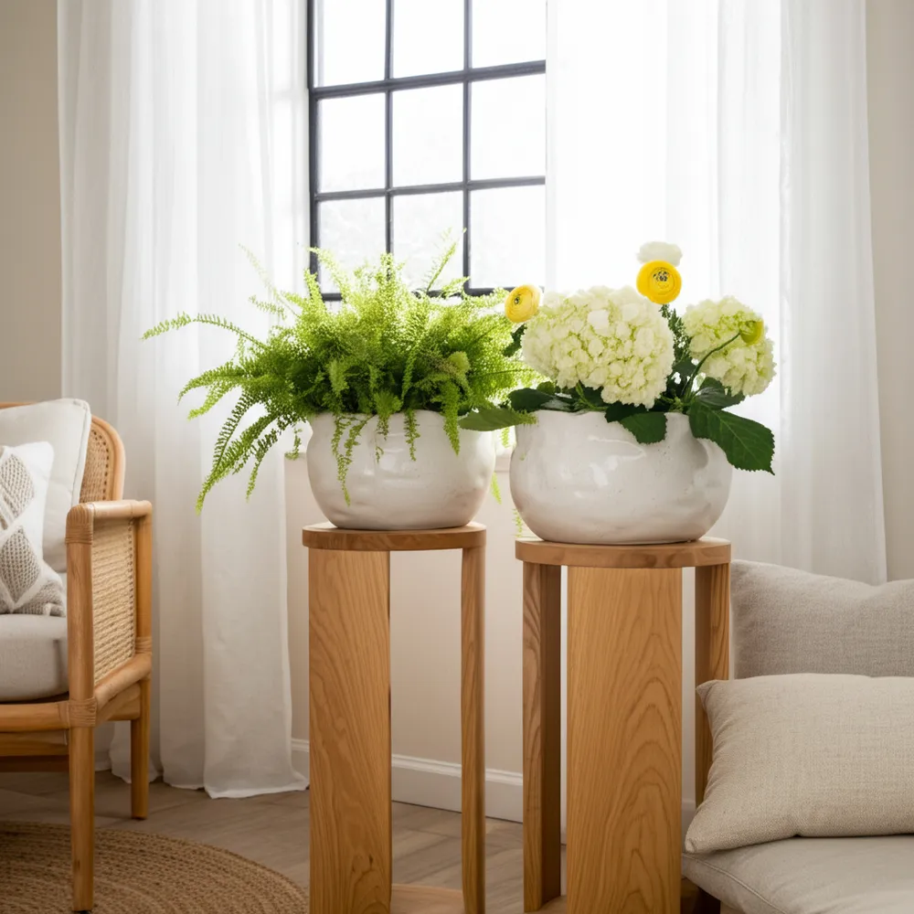 DRAPERSTONE SET OF 2 WHITE PLANTER 9 (IN)