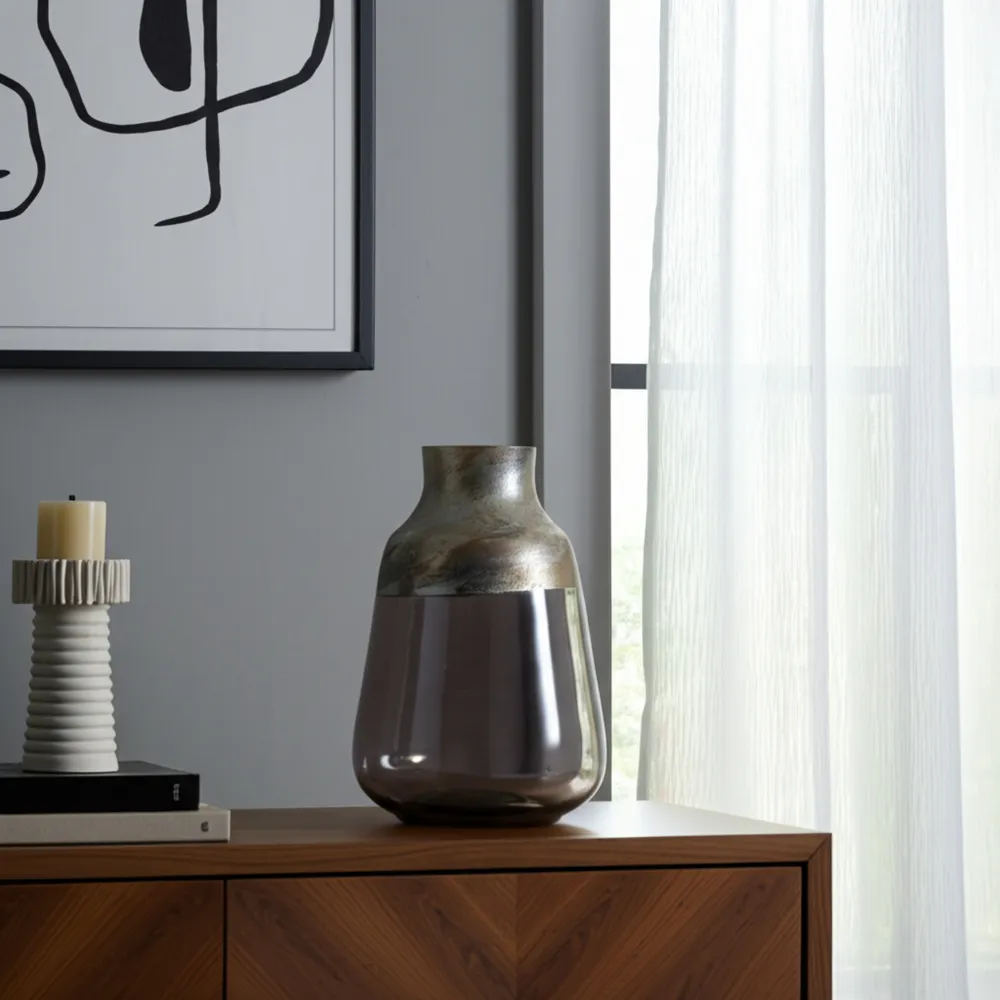 ORIONPARK GRAY GLASS VASE 12 (IN)