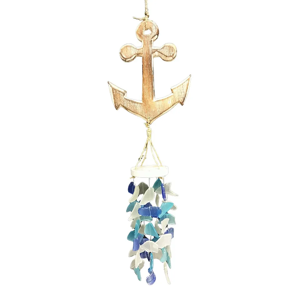 18" DRIFTWOOD ANCHOR GLASS CHIME