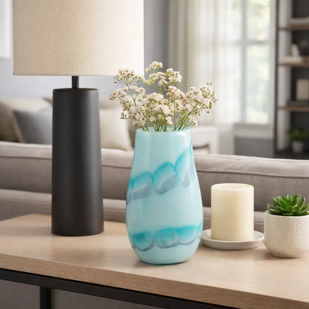 HELENARIDGE BLUE GLASS VASE 12 (IN)