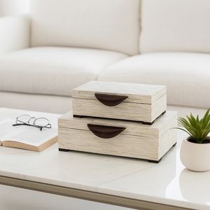 DIXONLEY SET OF 2 IVORY BOXES 4 (IN) 2