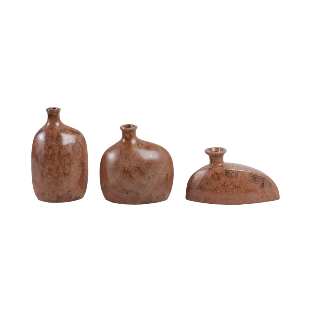BENTONFIELD SET OF 3 BROWN VASES 9 (IN)