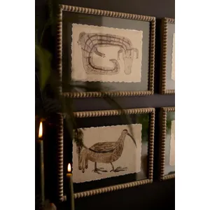 Set of 4 Framed Animal Prints Under Glass 4