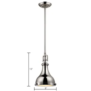 Rutherford 9'' Wide 1-Light Mini Pendant - Polished Nickel 2