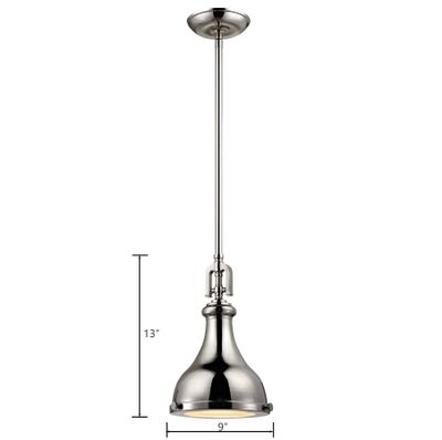 Rutherford 9″ Wide 1-Light Mini Pendant - Polished Nickel