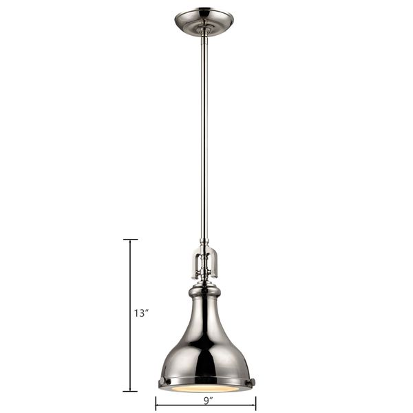 Rutherford 9'' Wide 1-Light Mini Pendant - Polished Nickel