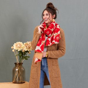 Poppies Red Reversible Wrap Scarf 5