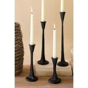 Set of 4 Cast Iron Taper Candle Holders 2