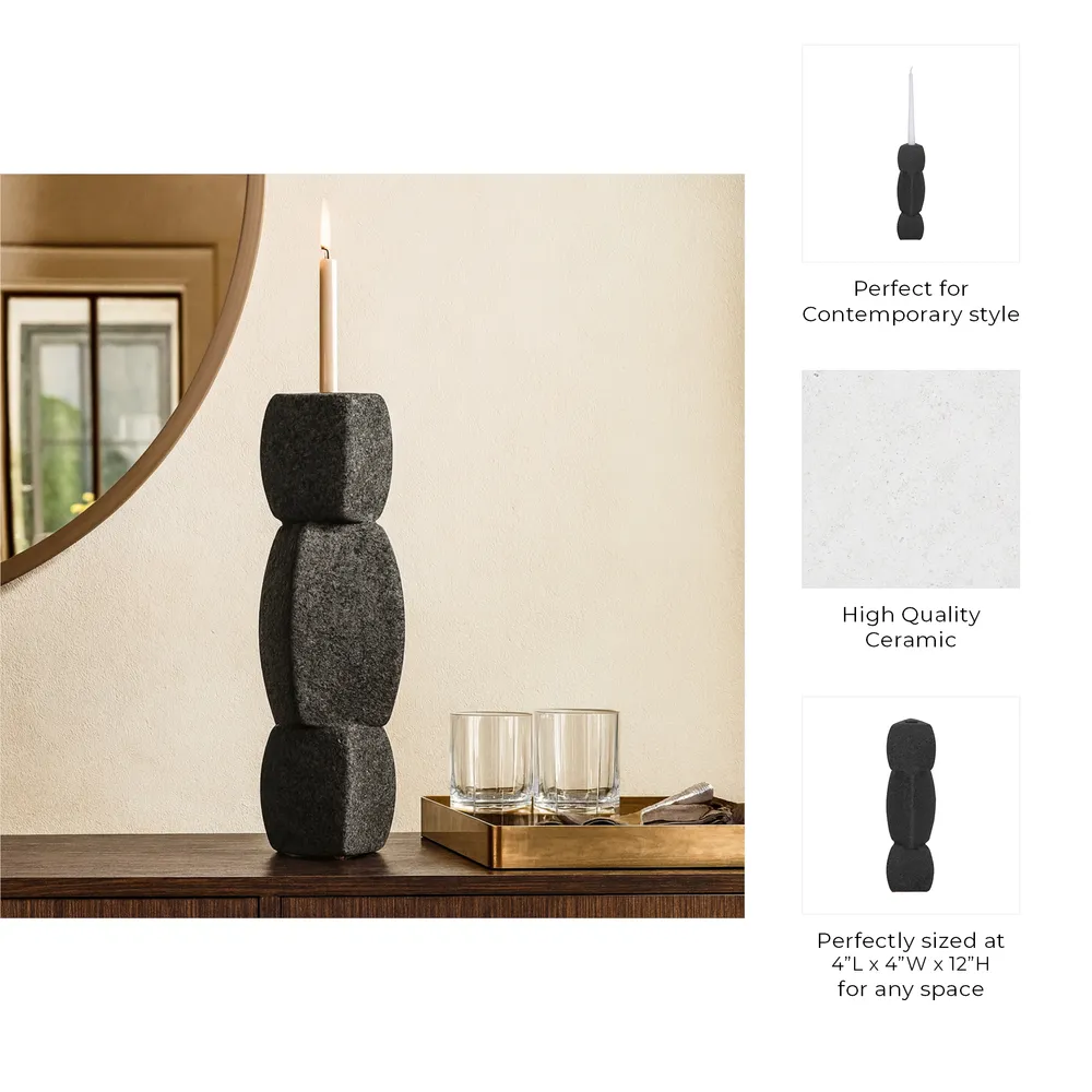 ENNISVALE BLACK CANDLE HOLDER 12 (IN)