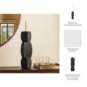 ENNISVALE BLACK CANDLE HOLDER 12 (IN) 9