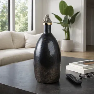 FARLEYDALE BLACK GLASS VASE 20 (IN) 11