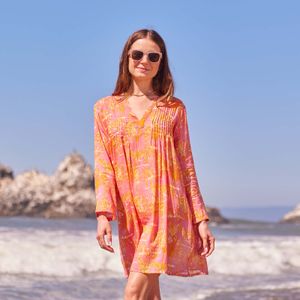 Safari Animals Pink Cotton Pintuck Beach Cover Up 6