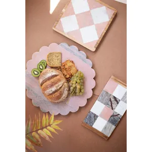 Rectangle Marble and Wood Checkered Serving Board 4