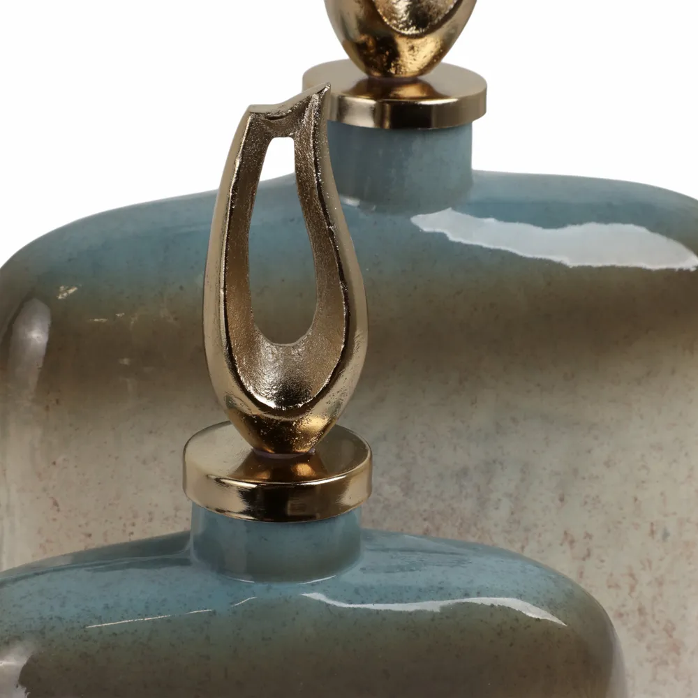 DAVINFORD SET OF 2 BLUE GLASS VASES 18 (IN)