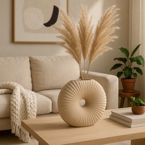CER, 7" DONUT HOLE VASE, COTTON 12