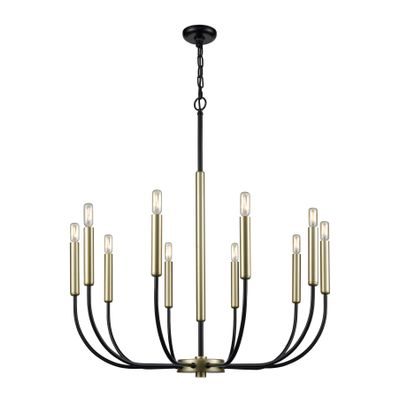 Transatlantique 34'' Wide 10-Light Chandelier - Black