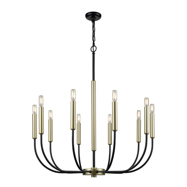 Transatlantique 34'' Wide 10-Light Chandelier - Black