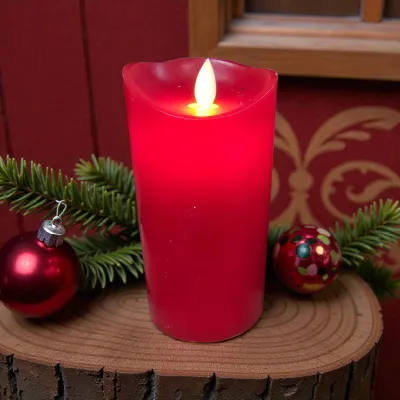 Bright Red 3x6in Moving Flame LED Candle