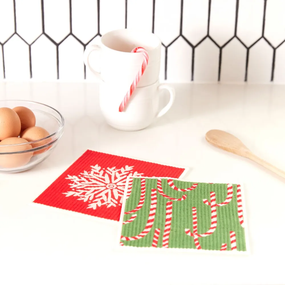 Candy Canes blu Eco Sponge Cloths (Set of 2)