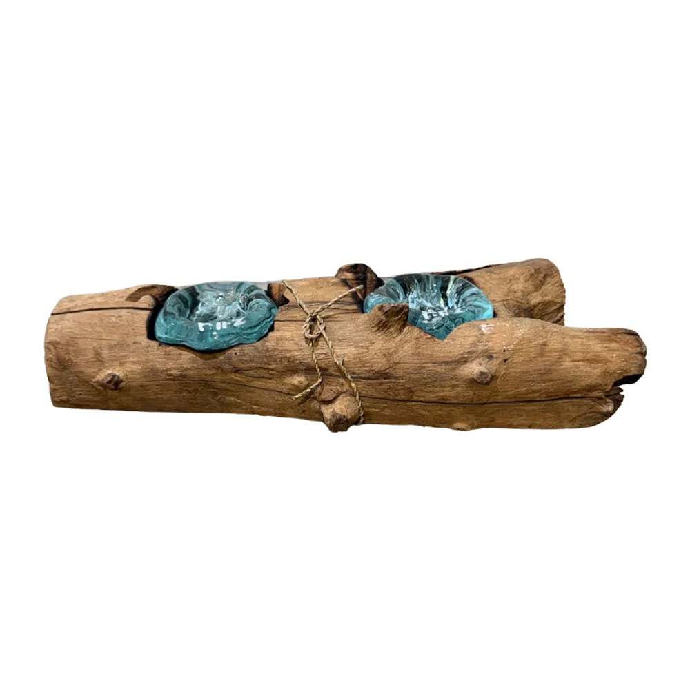 12-1/2" DOUBLE FLAT GLASS ON DRIFTWOOD