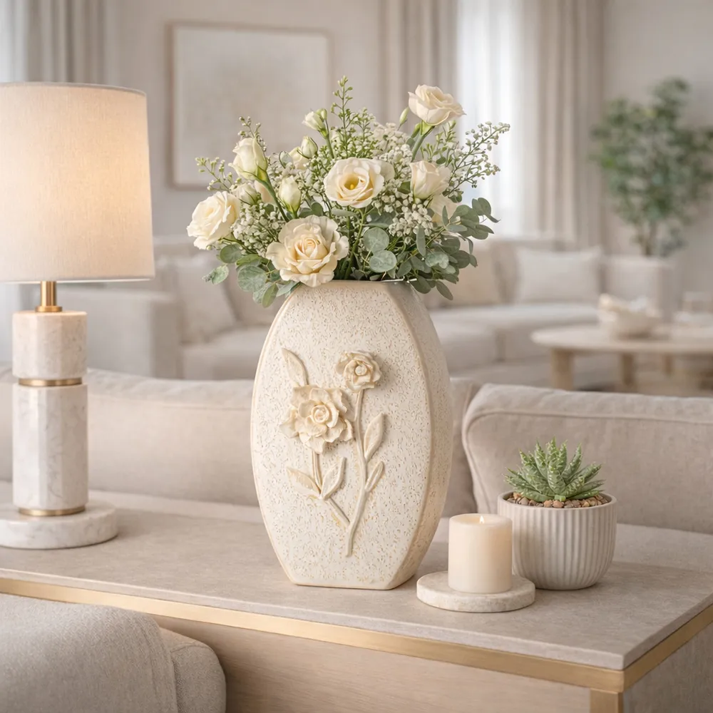 HAYESTON WHITE VASE 15 (IN)