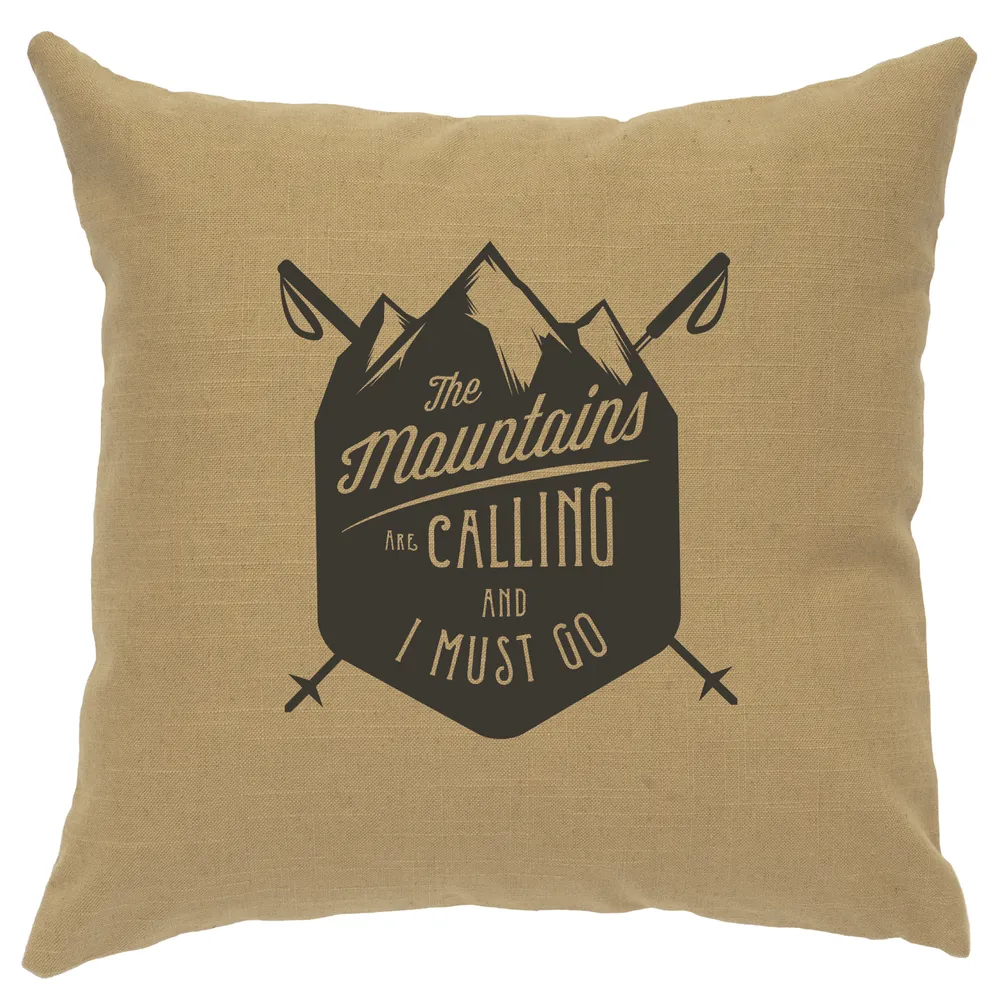 Image Pillow - Mountains are Calling - Linen Straw