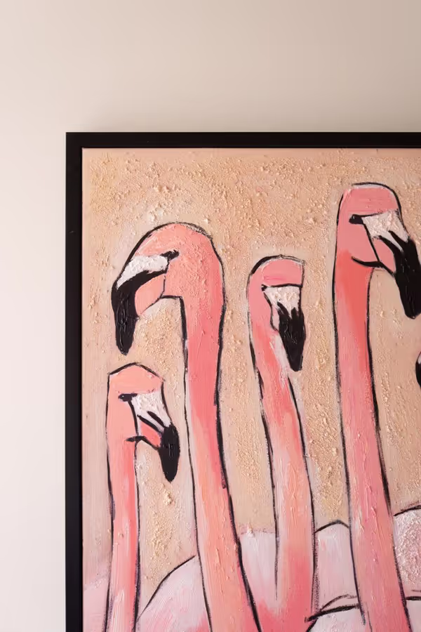 Framed Flamingo Painting