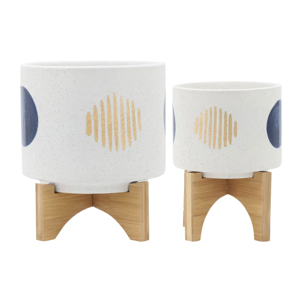 BLAINEWICK SET OF 2 WHITE PLANTER 11 (IN)