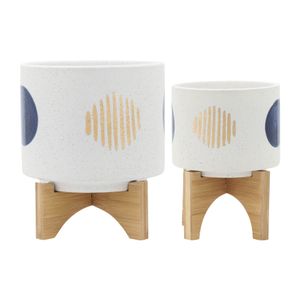 BLAINEWICK SET OF 2 WHITE PLANTER 11 (IN) 1